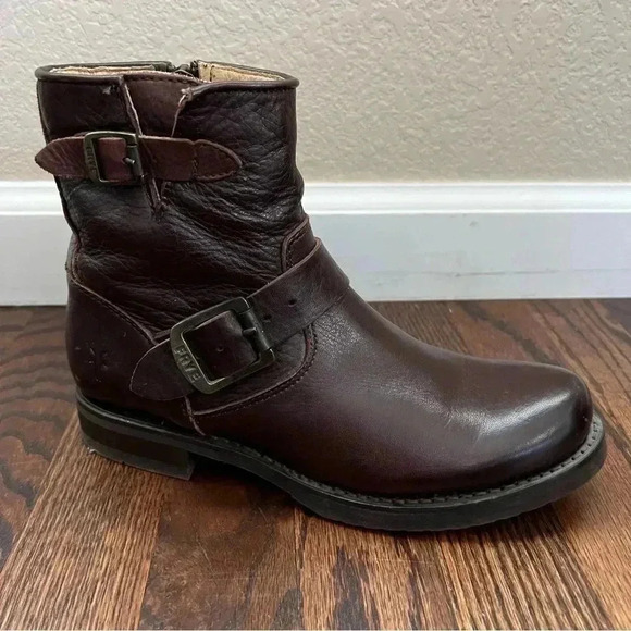 Frye Veronica 6” Shortie Brown Leather Ankle Boots Wm Size 6 Side Zip 3474509 - Picture 5 of 16